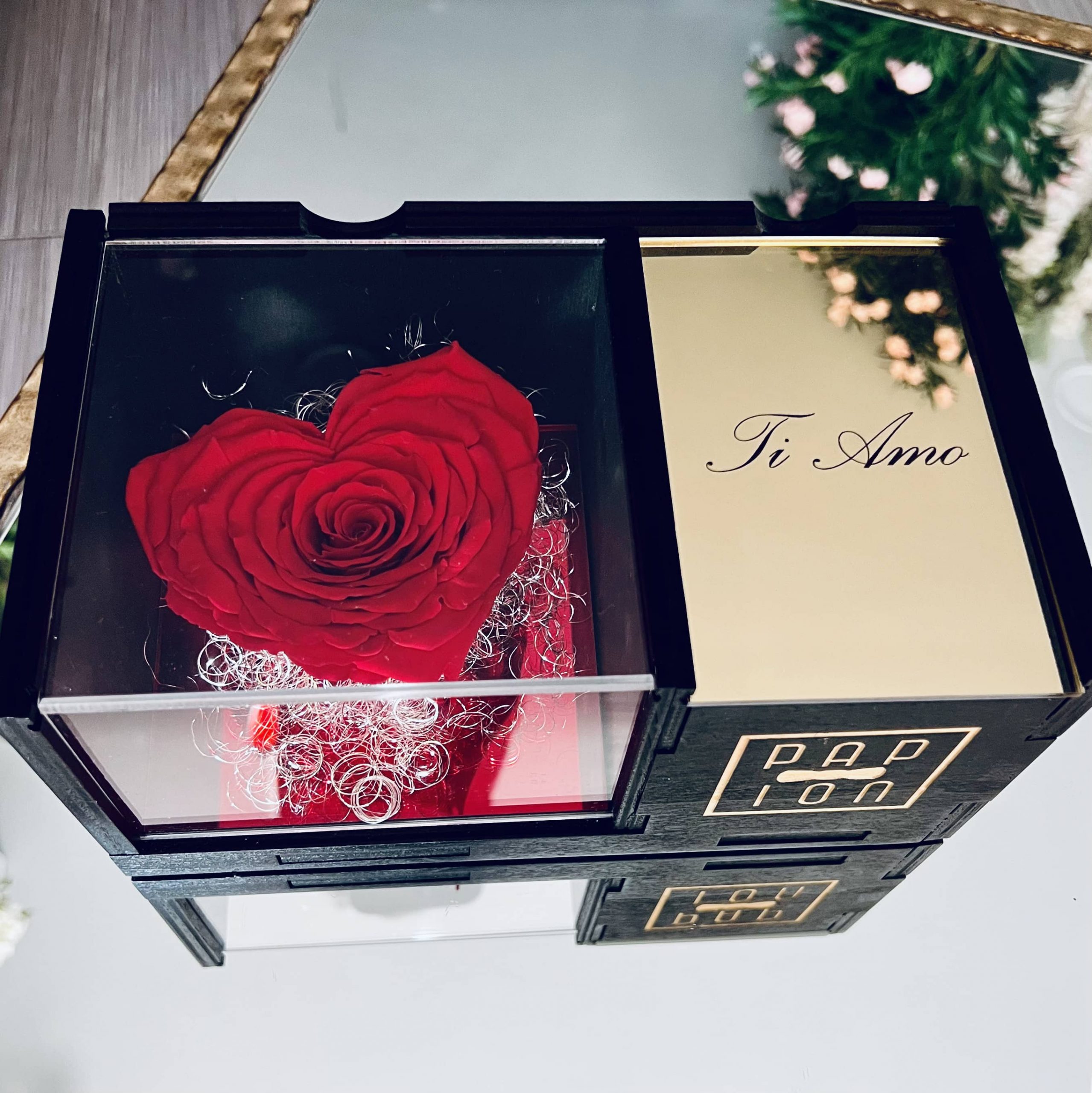 Jewellery Box - Rosa stabilizzata a forma di cuore -PAPION®